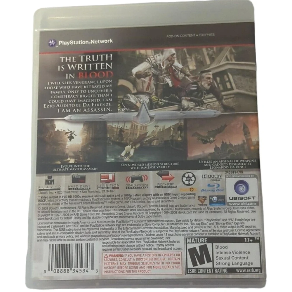Assassin's Creed 2 Sony Playstation 3 PS3‎ Complete + Manual CIB